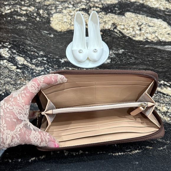 Michael Kors Dark Brown Logo Zip Wallet - Picture 7 of 10